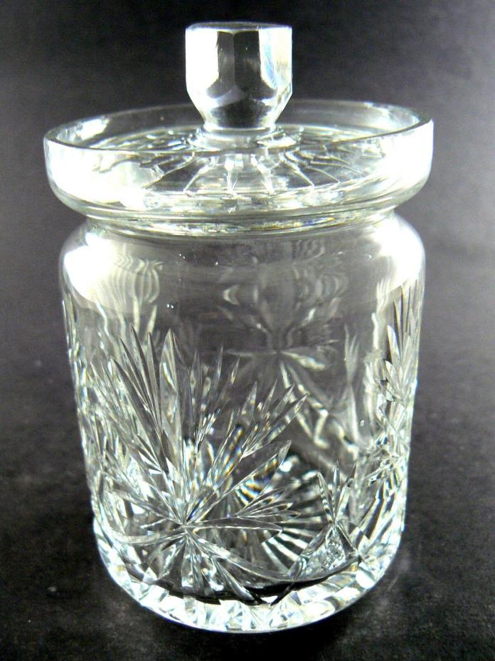VINTAGE CLEAR CRYSTAL GLASS JAM SUGAR DISH WITH LID  (LE)