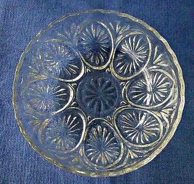 Bowl Candy Snack Dip Dish Crystal Clear Cut Glass Star Design Scalloped Round