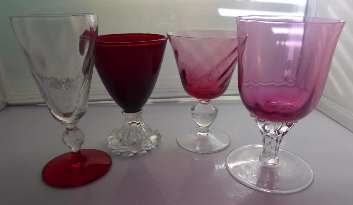 4 Different GLASSES Crystal Wine Champagne Cordial Shot Bar Cocktail Stemware