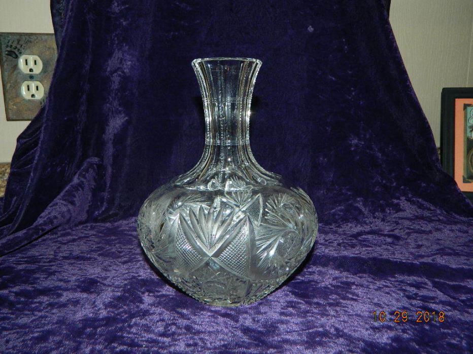 American Brilliant Cut Glass Crystal Water Carafe Pinwheel Pattern circa 1907