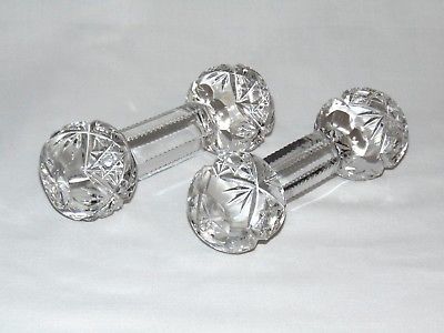 2 VINTAGE ORNATE CUT CRYSTAL GLASS KNIFE RESTS  A+