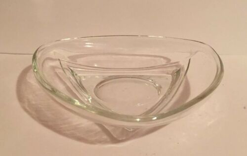 Vintage Triangle Shape Clear Glass Candy/Nut Dish