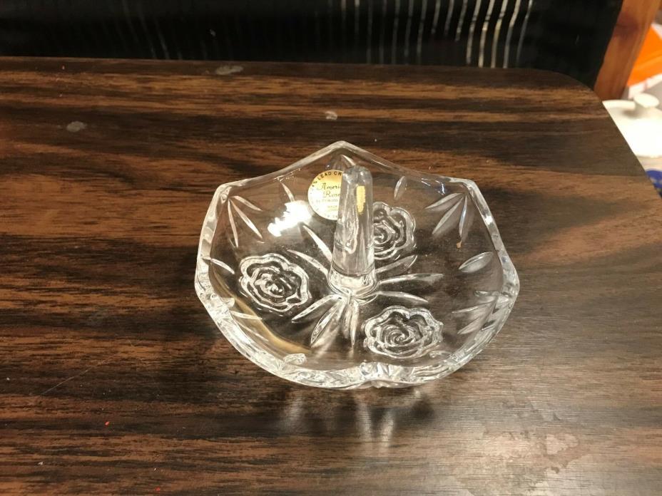 Vintage glass crystal Rose cut ring holder  24 % lead crystal made in germany
