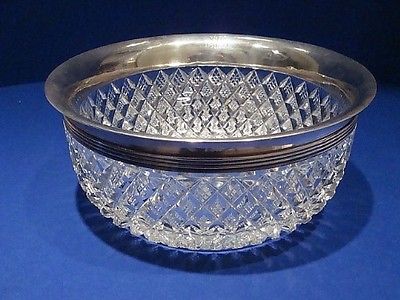 HAWKES HAND CUT CRYSTAL BOWL STERLING RIM