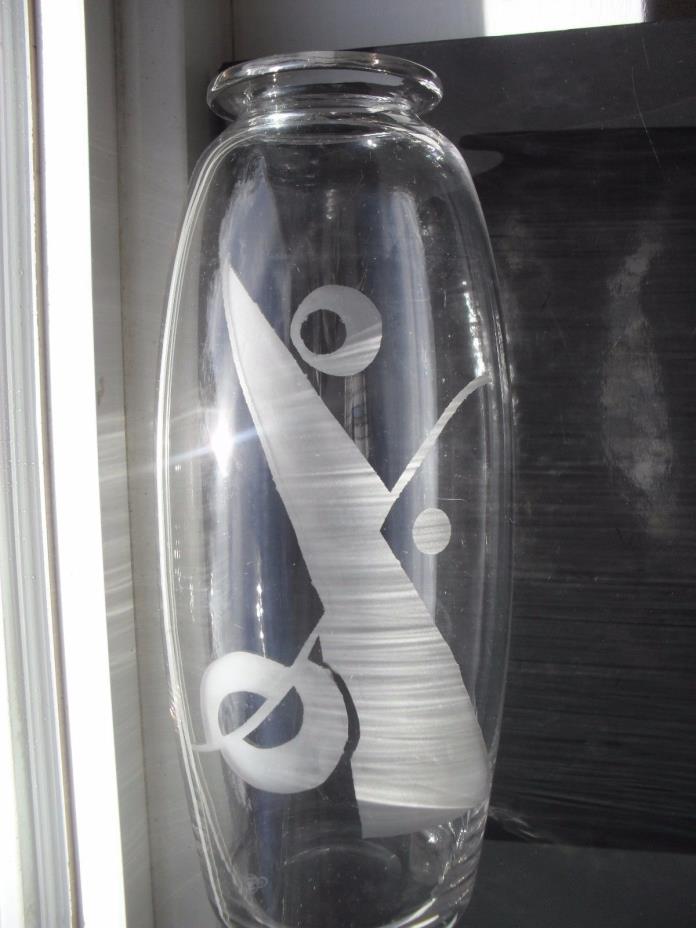 Hawkes Signed Glass Acid Etch Art Deco Crystal Vase Rare Etching