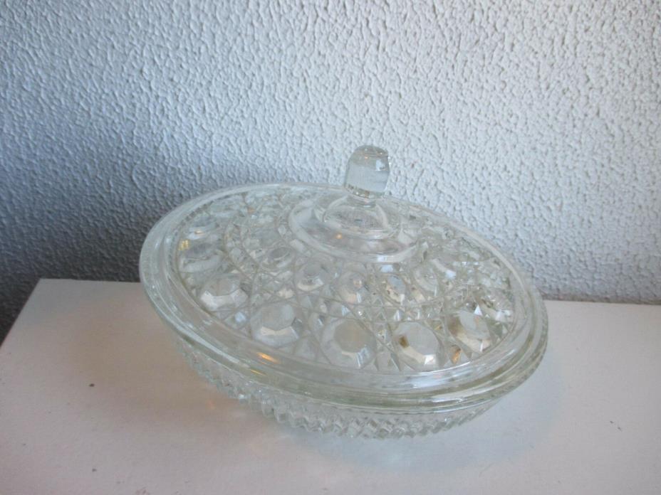 Vintage Cut Glass covered candy trinket dish
