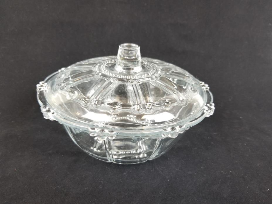 Antique Vintage Clear Cut Glass Candy Dish With Lid