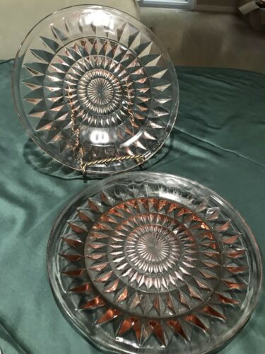 Pink Depression Glass Windsor Dinner Plates 9 Inches Set of 2 (CL-31)