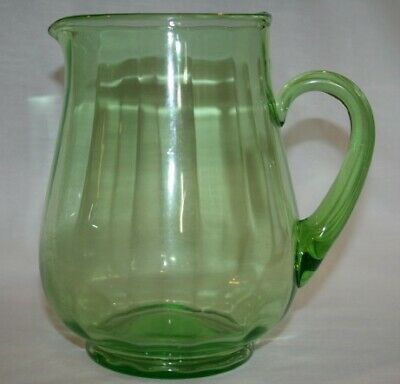 FEDERAL GLASS Lime Green Squat Optic Water Pitcher #M19