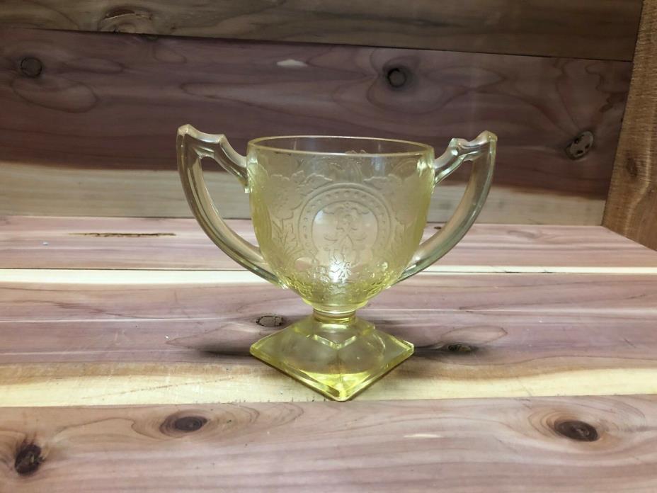Indiana Glass Horseshoe yellow Depression Glass open sugar bowl pre-owned