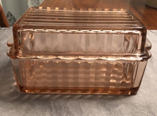 Jeannette Depression Glass JENNYWARE PINK BUTTER DISH W/ LID Rare!