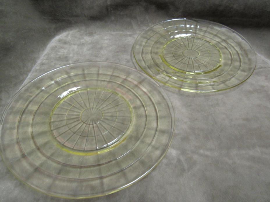 Vintage 1930's Anchor Hocking Glass Block Optic Pattern yellow Salad Plate Lot