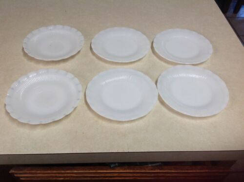 Vintage Macbeth Evans Milk Glass Oxford opaque 4 Bread/Butter Plate and 2 saucer