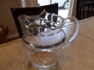 NICE CLEAR MacBETH EVANS GLASS PITCHER CLEARSILVER RINGS 
