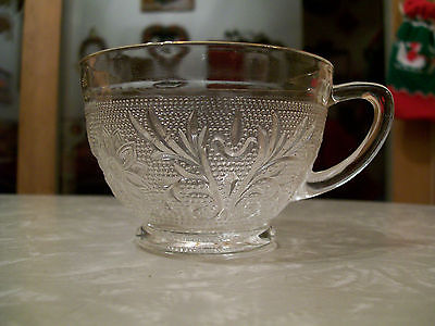 DEPRESSION GLASS - CRYSTAL SANDWICH CUPS WITH GOLD RIMS - 5 of them