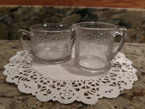 FAUX CRACKLE GLASS  EAPG CREAMER AND SUGAR BOWL SET