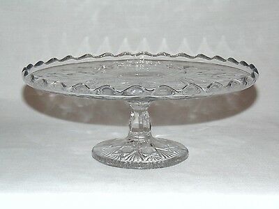 ANTIQUE VICTORIAN EARLY AMERICAN PRESSED GLASS Eapg PEDESTAL CAKE STAND  A+