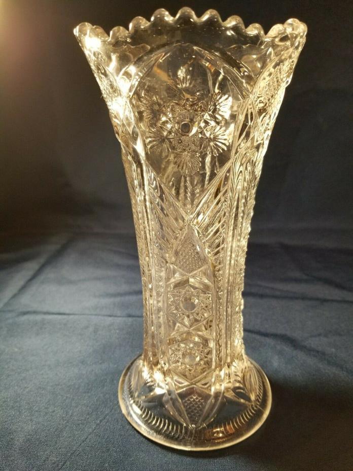Antique EAPG Cambridge Fernland Snowflake Vase 1906 Excellent Condition