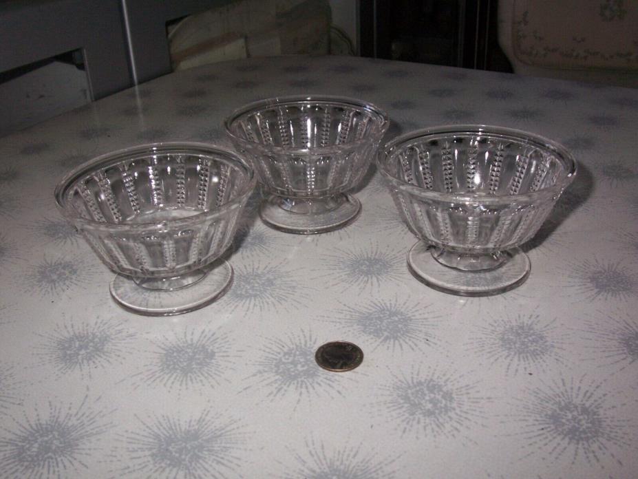3~EAPG~CLEAR~ZIPPER PATTERN GLASS FOOTED SHERBET SHRIMP CUSTARD ICE CREAM BOWLS