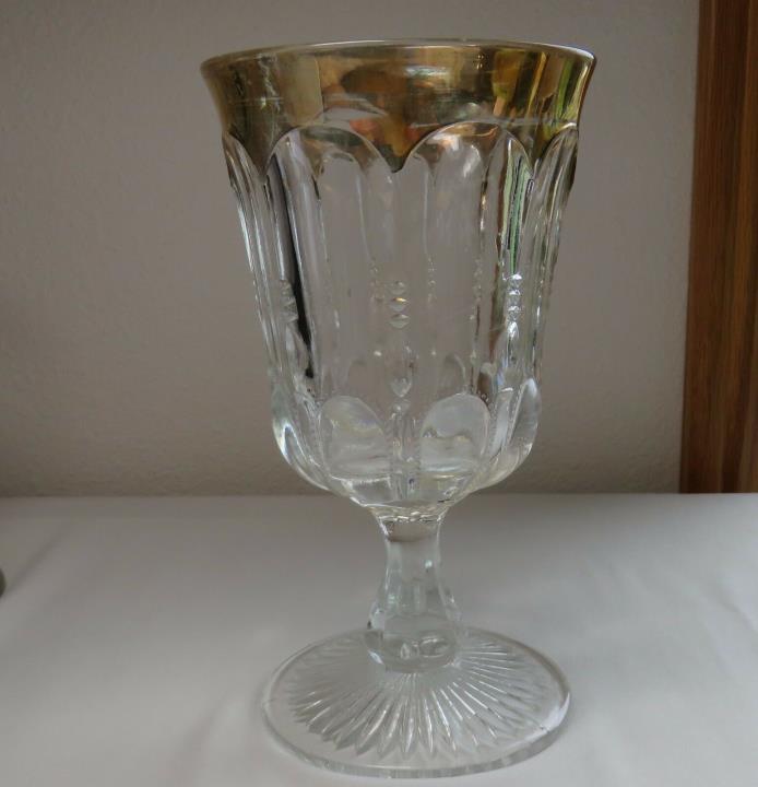EAPG Michigan U S Glass Water Goblet Stem with Gold
