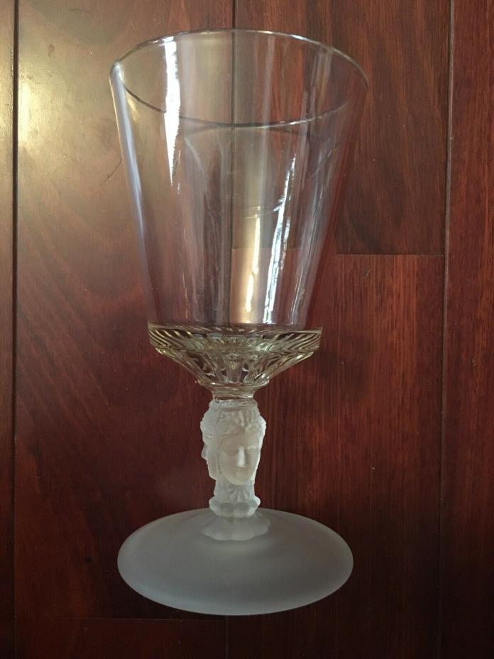 glass goblet with frosted stem wih 3 faces.  j12