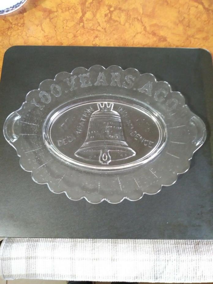 EAPG Adams Liberty Bell Centennial Bread Plate 1776-1886 Signers Plate