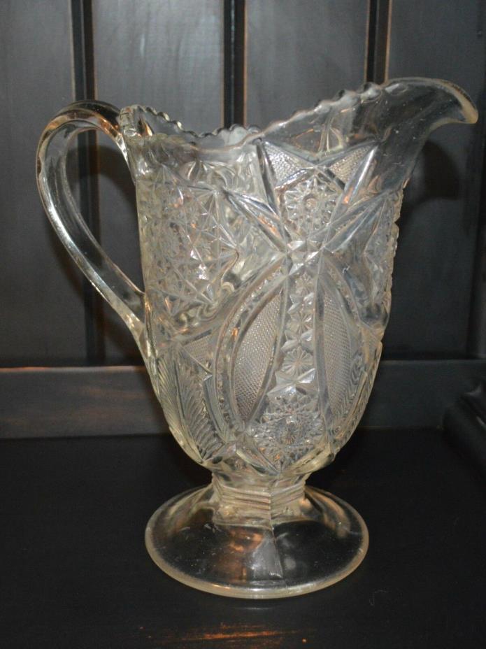 EAPG Cut Glass Footed Pitcher