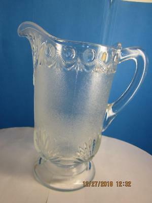 Water Pitcher EAPG Pattern Glass Shell & Jewel, Late Nugget Plain Foot