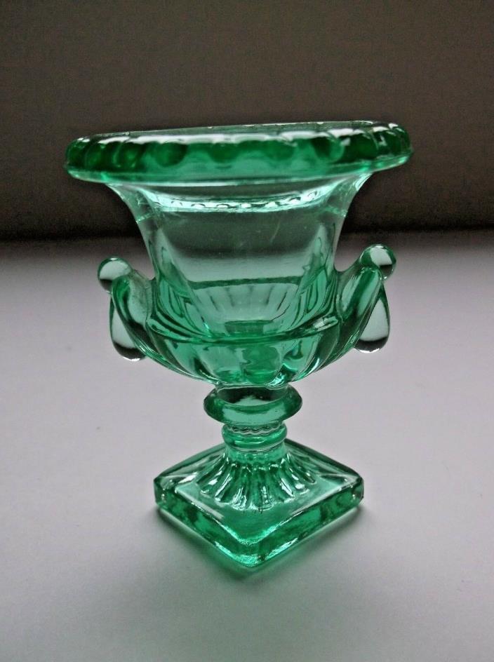 Vintage Green Glass Loving Cup Toothpick holder EAPG