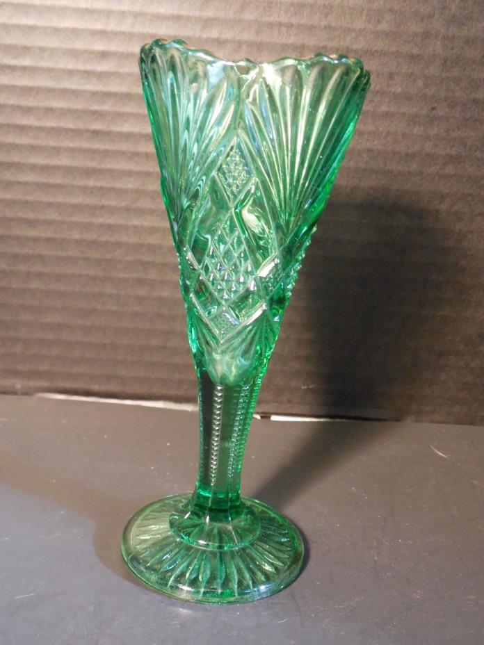 Greentown  old # 11 Green Glass Vase 6