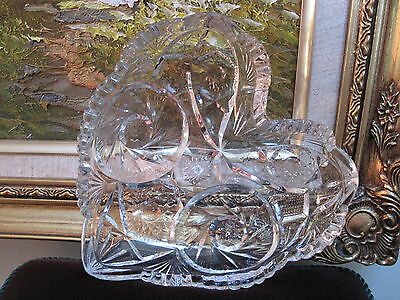 Antique EAPG signed  ~ Crystal Heart Dish ~ 6.5