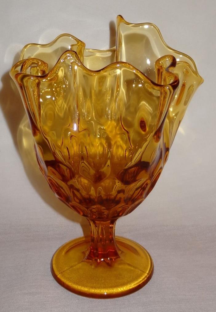 Amber Color Glass Vase Bowl  Compote/Pedestal 8