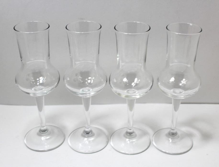 Grappa Liqueur Glasses Set Of 4 Glasses 6 1/2 Inches Tall
