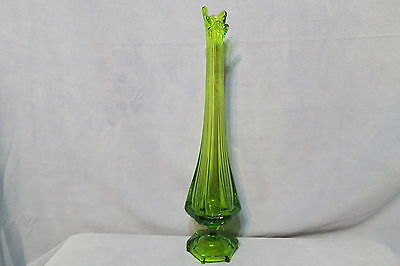 Vintage Viking Glass Epic Six 6 Sided Vase Avocado Green 17 3/8