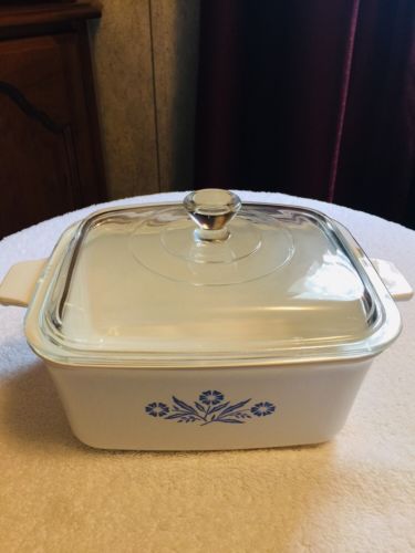 Corning Ware Blue Cornflower Rectangular Baker P-4-B With Lid A-A-9 Fine Vintage