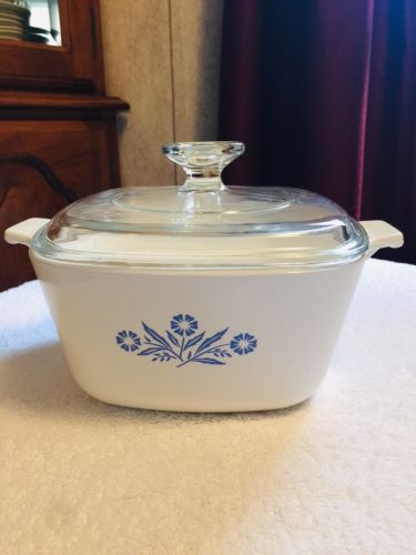Rare Vintage Corning Ware Cornflower Square Dish P-1 3/4-B Lid 4 PYREX A/C-A