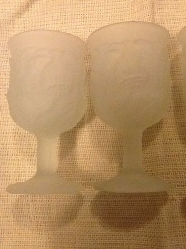 6 AVON Opalescent Frosted Satin Glass Flower Water Goblet Lot Stem Dish