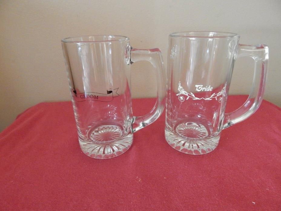 Bride & Groom wedding Glass Beer Mugs