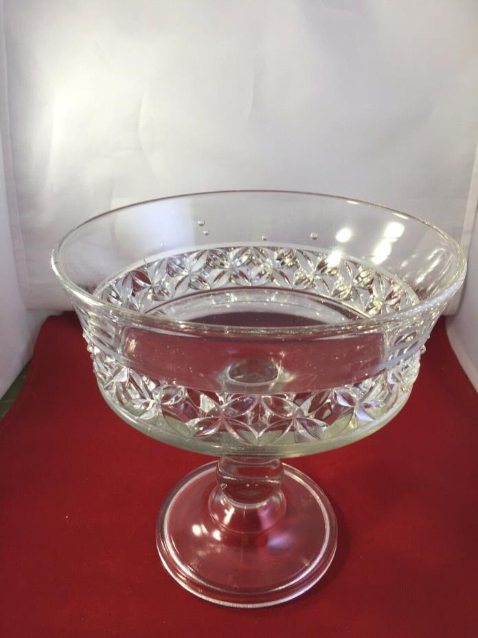 Clear  Glass Pedestal Style Fruit Dish Bowl 7 1/2