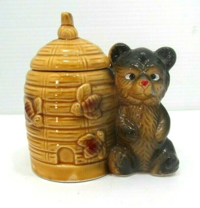 Vintage Ceramic Honey Pot with Bear, Missing Dipper, Made in Japan