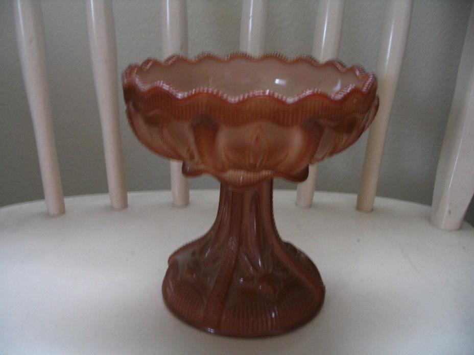 Beautiful Vintage Glass Cactus Chocolate Slag Compote Candy Dish Bowl Pedestal