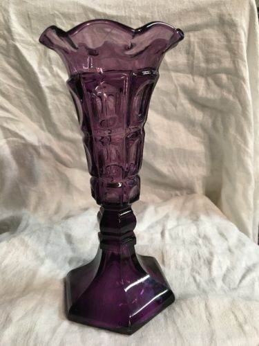 New England Glass Co. Deep Amethyst Pressed Circle Vase Ca. 1850