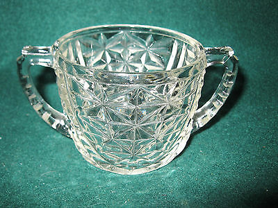 Vintage Pressed Glass Two Handled Sugar Bowl
