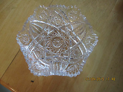 Vintage Elegant Heavy Pressed Glass Candy or Nut Bowl with Scalloped Edge