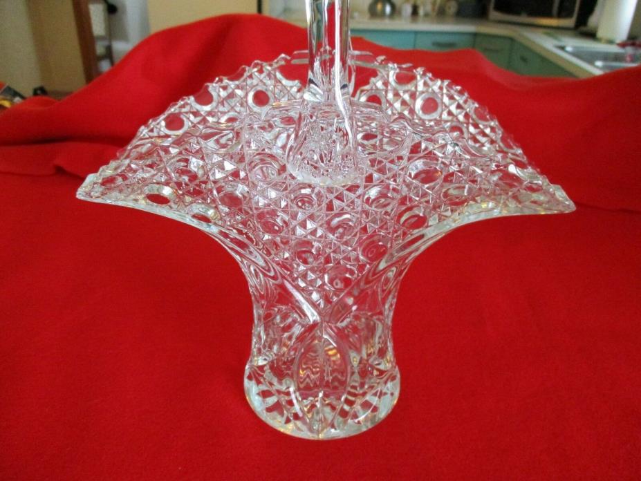 Old Vintage Large Clear Glass Basket Great for May Day Easter Brides Decoration