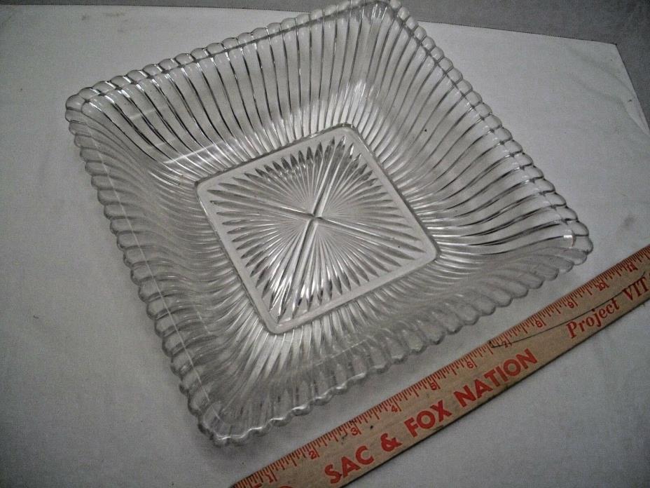 Vtg 9 inch Square Clear Glass Bowl Holiday/Wedding Decor