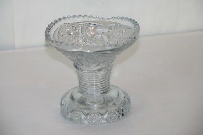 Pressed Glass Punch Bowl Bowl Pedestal Ribbed Neck Scalloped Rim Stars
