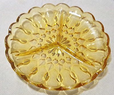 AMBER GLASS DIVIDED  SERVING DISH  8