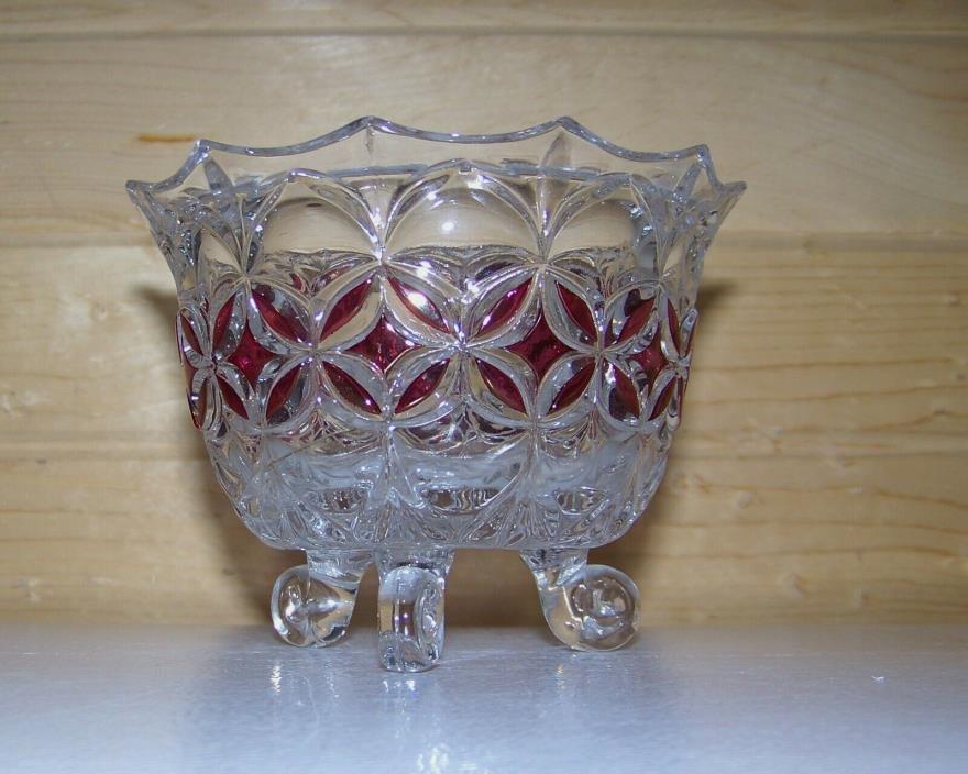 Vintage Pattern Small Glass Bowl 3 Footed 4