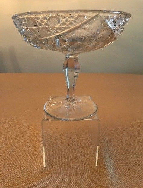 Pressed Clear Glass Candy Dish Compote Pedestal 6 3/4